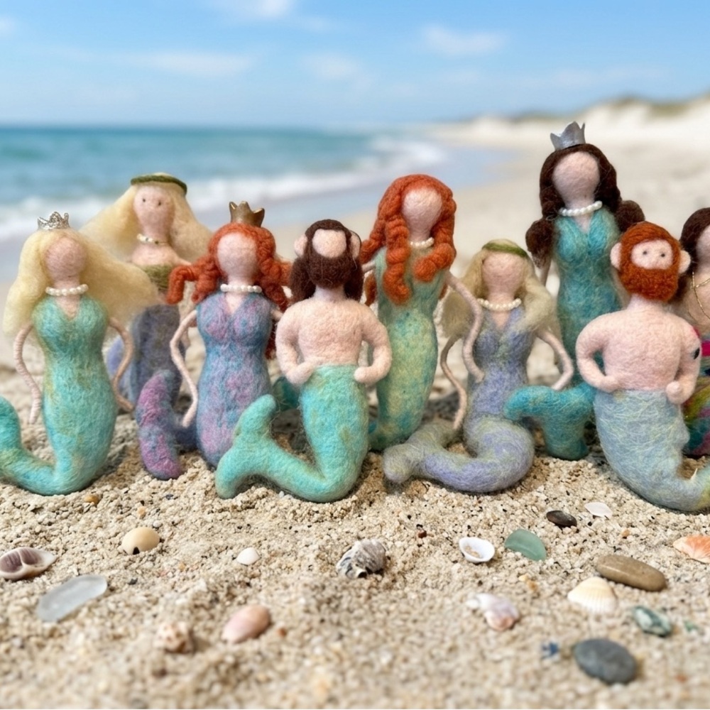 Whimsical Woolen Sea-Folk Ornaments